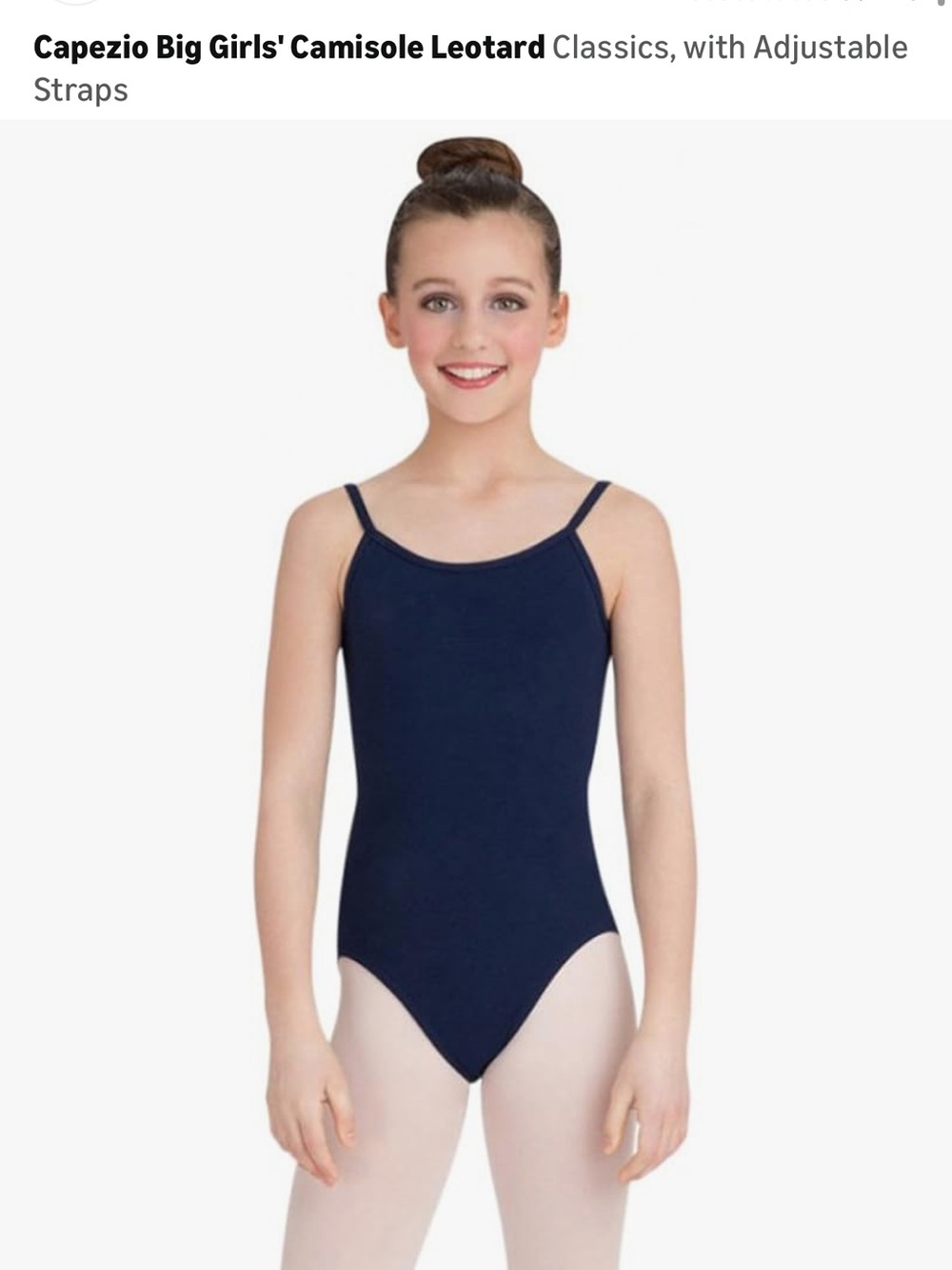 Capezio Big Girls' Classics Camisole Leotard with Adjustable Straps, Size Medium